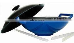 chinese black wok with glass lid
