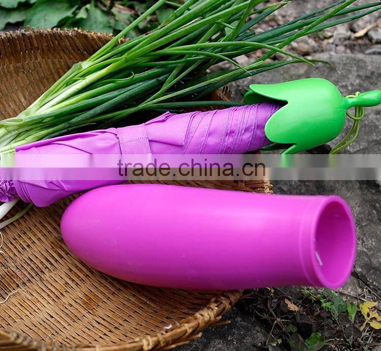 Hot Sell Unique Umbrella Sun And Rain Folding Umbrella Eggplant Shape Umbrella