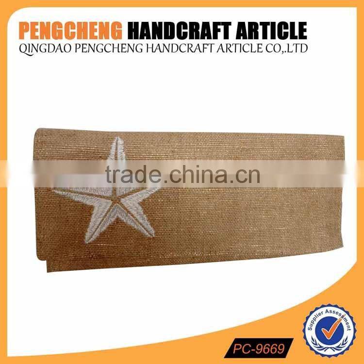 Ladies party evening bag paper straw and polyester material stars design clutch bag