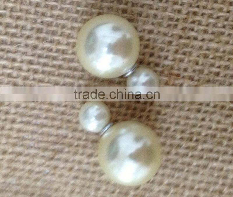 Fashion Imitation Double Ball Stud Pearl Earrings For Women