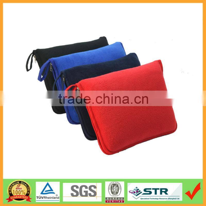 Roll Up Tartan Polar Fleece Travel Blanket with Woven Carry Handle