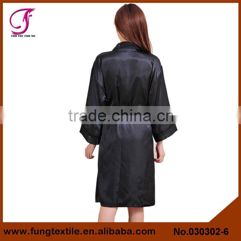030302 New Style Plain Long Satin Robe
