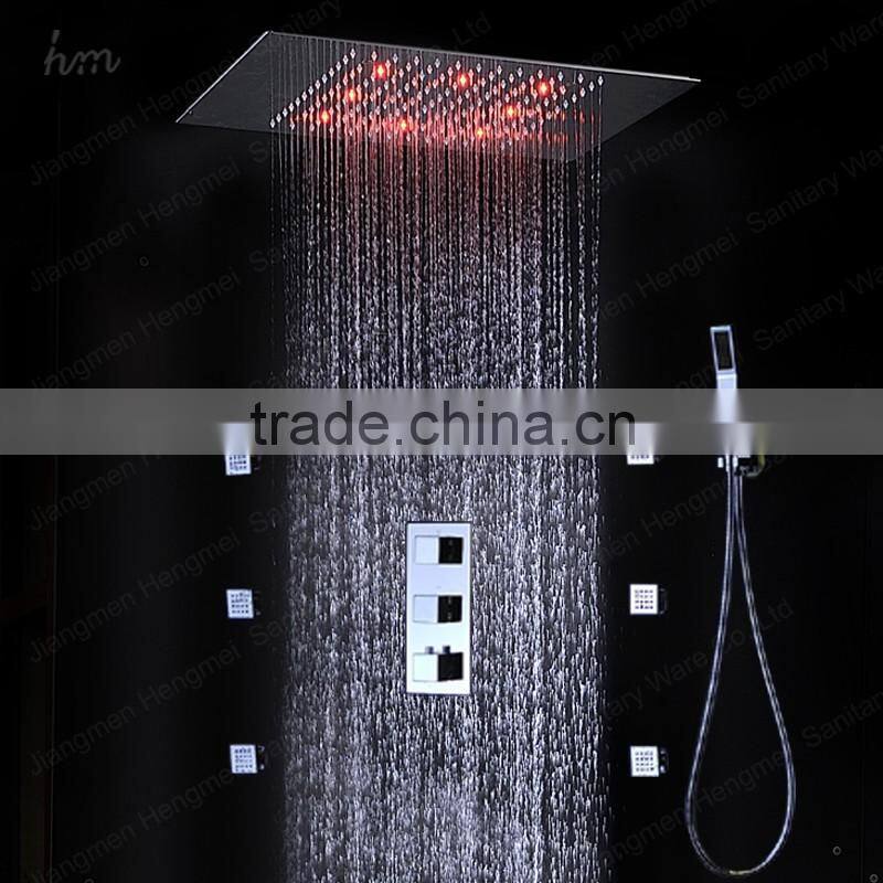 European shower jet system 360*500mm wall panel embeded ceiling rainfall shower head set with body jet