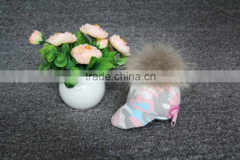 fashion quality canvas fur pompom small cap shape custom coin purse