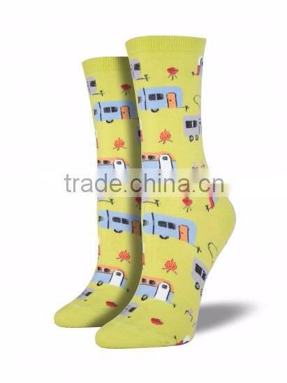 Newest Fashion Jacquard Knit Colorful Pattern Printed Custom Made Womens Socks