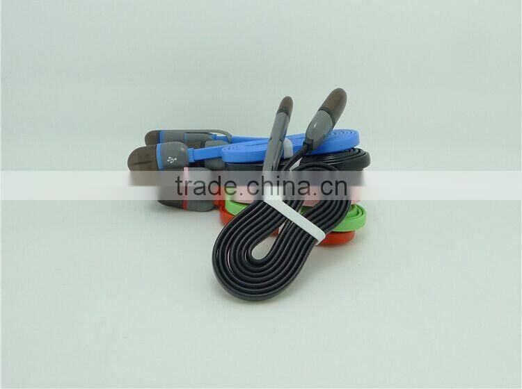 2016 most popular 1 meters long 2 in 1 flat usb cable