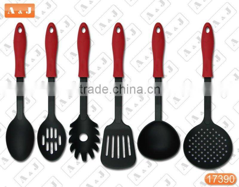 6 PCS Nylon Kitchen Tools Set with Red Handle
