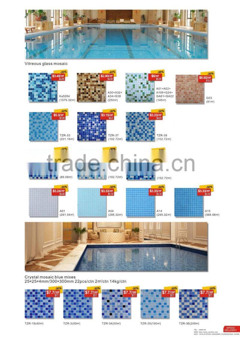 Promotional swimming pool tile glass mosaic in cheap price