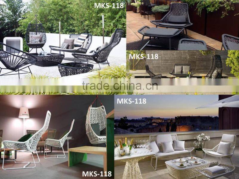 New Design Rattan Wicker garden sofa set Furniture (1.2mm alu frame with powder coated,10cm thickness cushion 250gr)