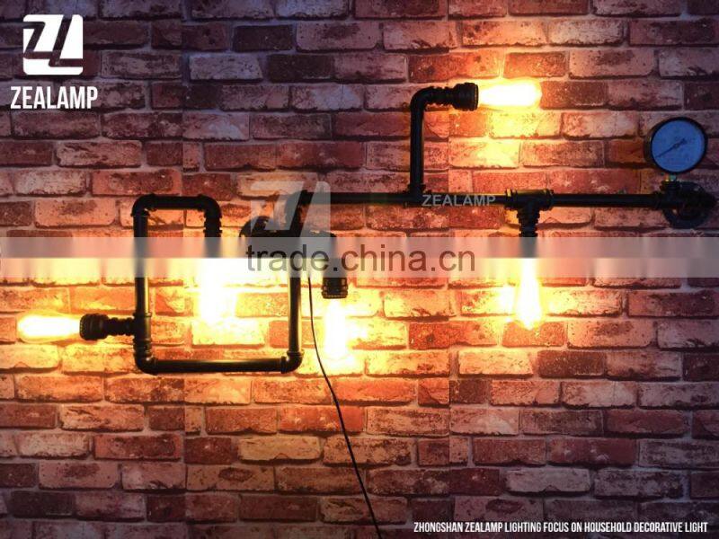 Industrial Style Pipe Lights Steampunk Pipe Wall Lamp Edison Lamp 5 Lights