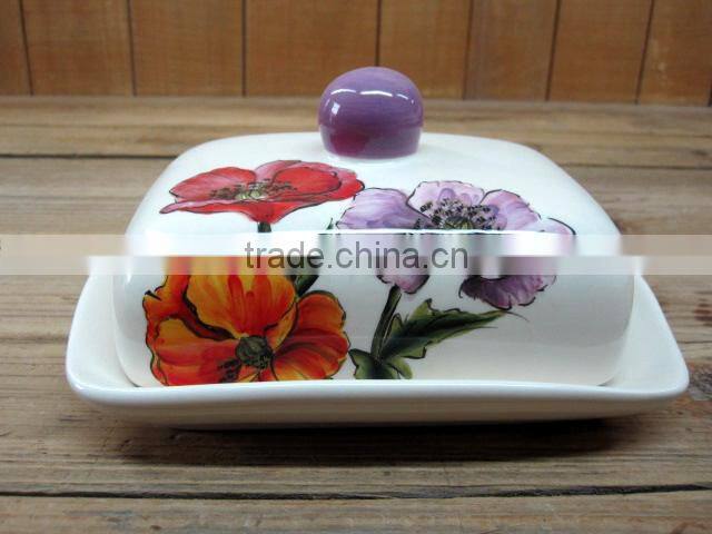 Hand paint round ceramic plate set