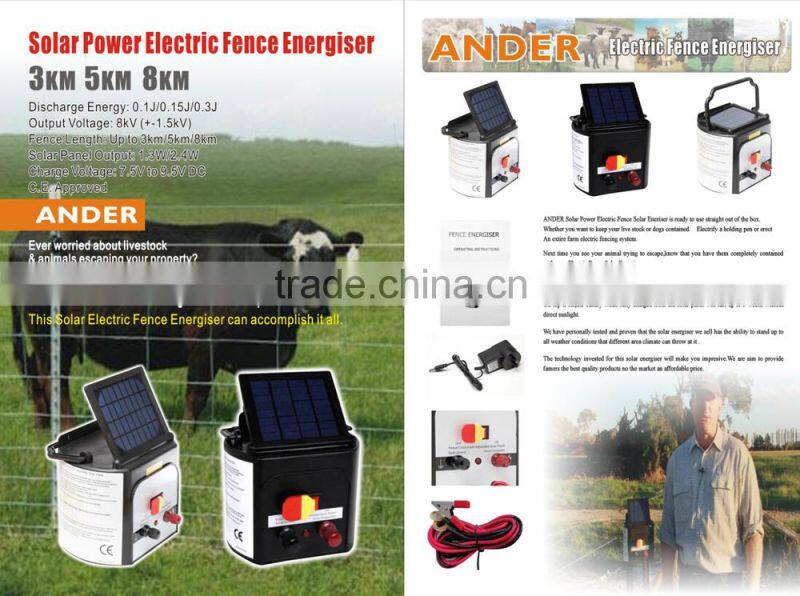 solar panel production line wholesale 3, 5, 8KM Solar Power Electric Fence Energizer cattle deer fencing