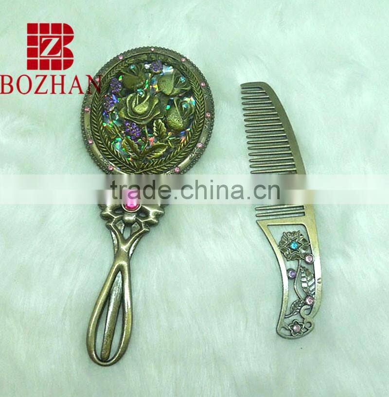 Good selling compact mirror set with rhinestone
