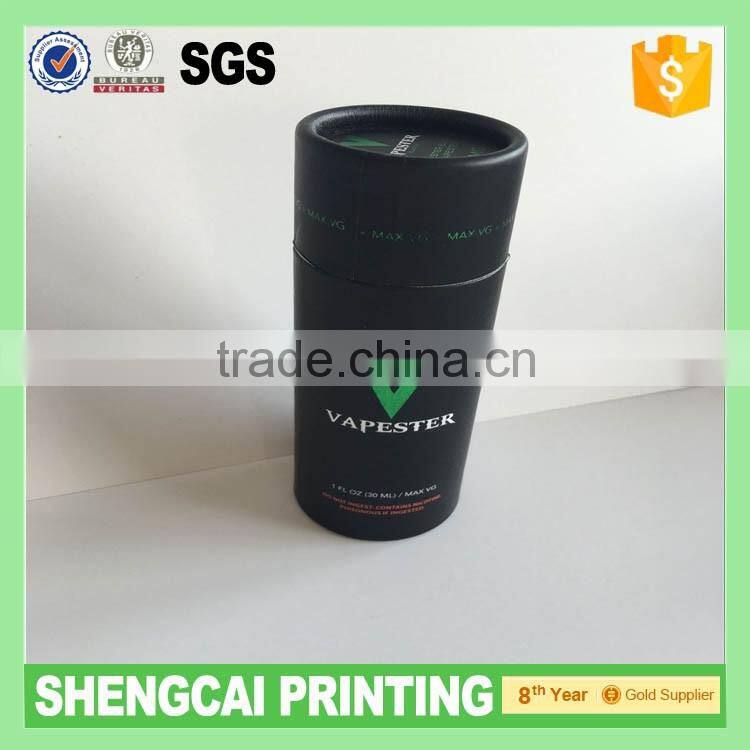 Black color with UV logo round paper tube box for 15ml bottle packing