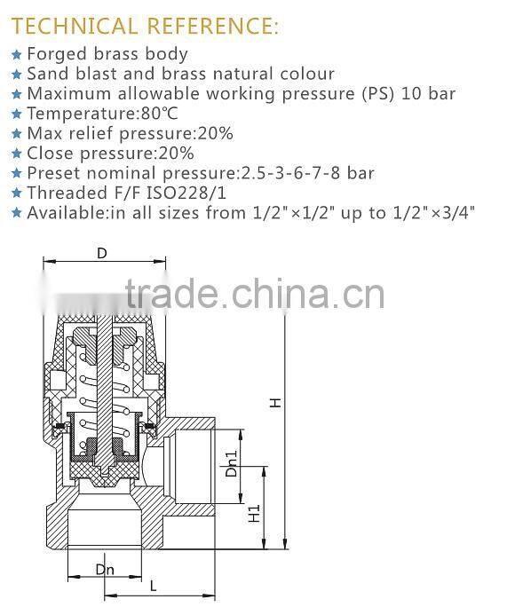 ART.5058 factory manufacture forged automatically brass water safety pressure relief valve for controlling pressure on boilers