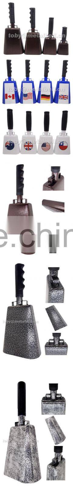 10inch handle cow bell with rubber grip for party games as noise maker