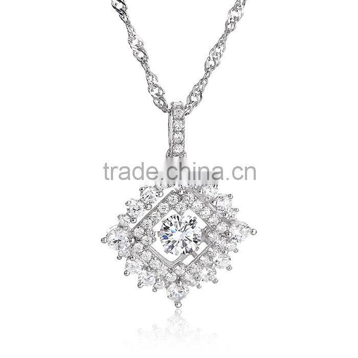 925 Sterling Silver Dancing Stone Pendant Necklace SPG912W