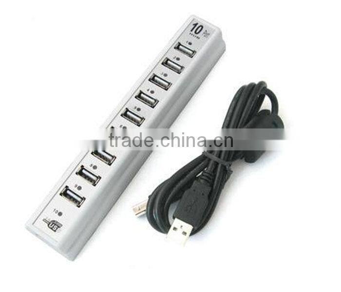 10 Ports USB 2.0 Hi Speed Multi Hub Expansion with Power Adaptor for PC & Laptop