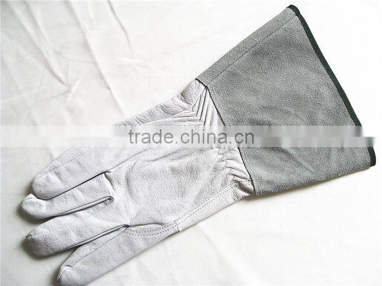 Pig Grain Leather+Cow Split Leather Welding Gloves White +Gray