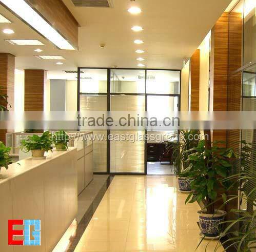 Acid etched glass in building glass