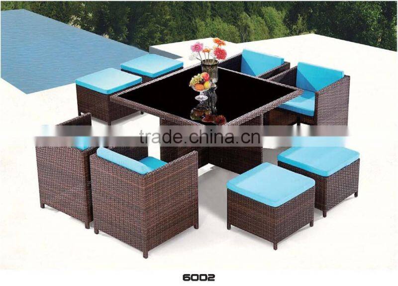 7pcs PE Synthetic rattan garden pool side dining chair with table