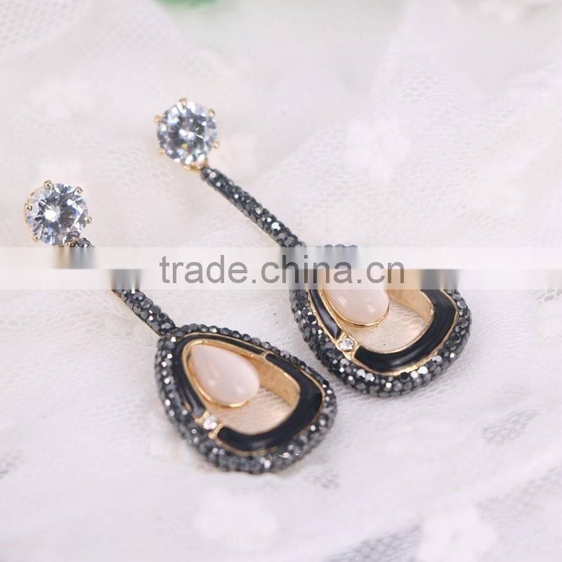 Gold Stud Earrings, Cello Shape Crystal Zircon Earring Brass Golden Earring Jewelry