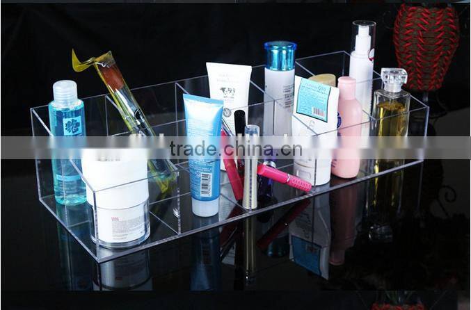 with grid acrylic cosmetic display organizer