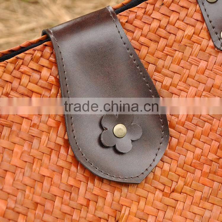 Hot selling handbag straw thailand handmade straw bag for women vacation beach bag