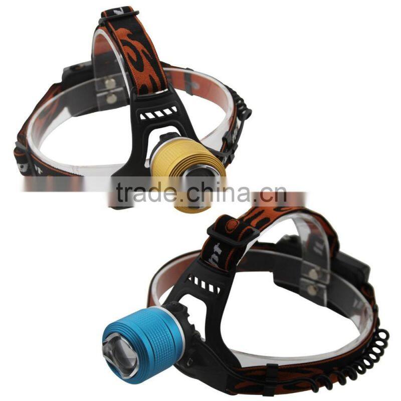 Dual Light Source LED Headlamp Rotating The Focusing Fishing Headlights With 2 x 18650 Li-ion Rechargeable Batteries+1 x Charger