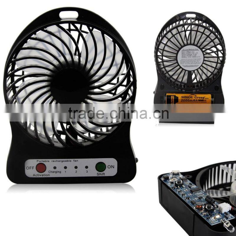 4 Inch 3 Speeds Portable Mini Fan USB Rechargeable Desk Fan Cooling Fan for Notebook Laptop Computer, Indoor and Outdoor Use