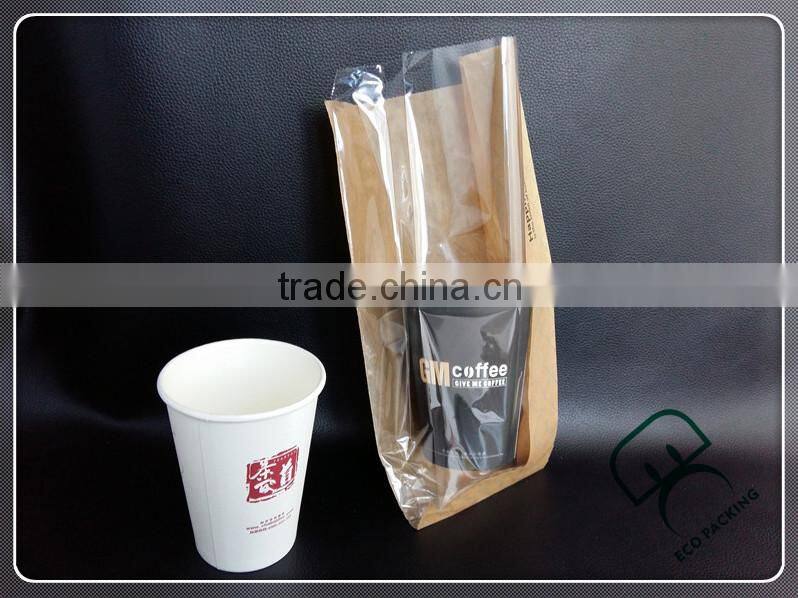FDA food grade kraft greaseproof paper bag with window