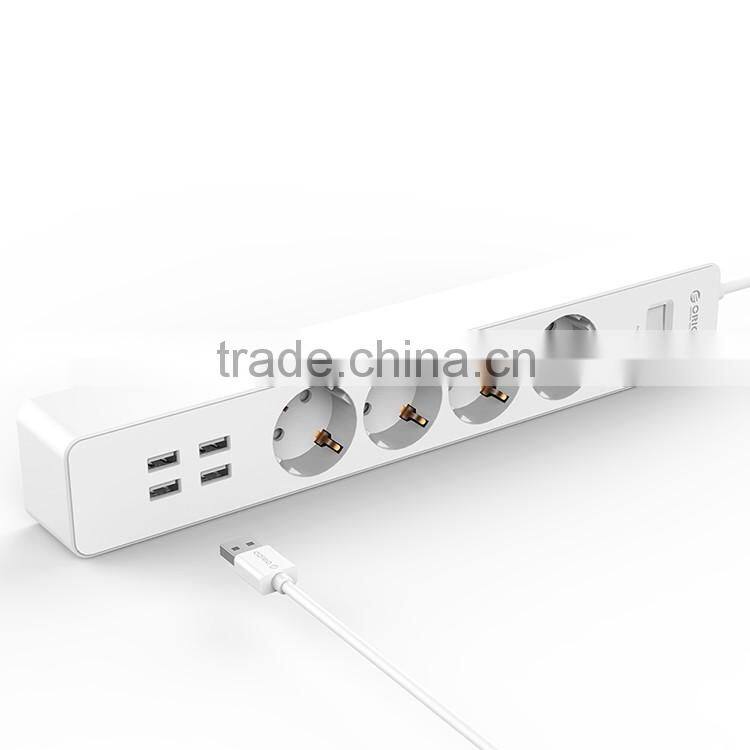 ORICO overload Over voltage Over current Short circuit protected 4 gang 4 USB extension socket usb eu with surge protector