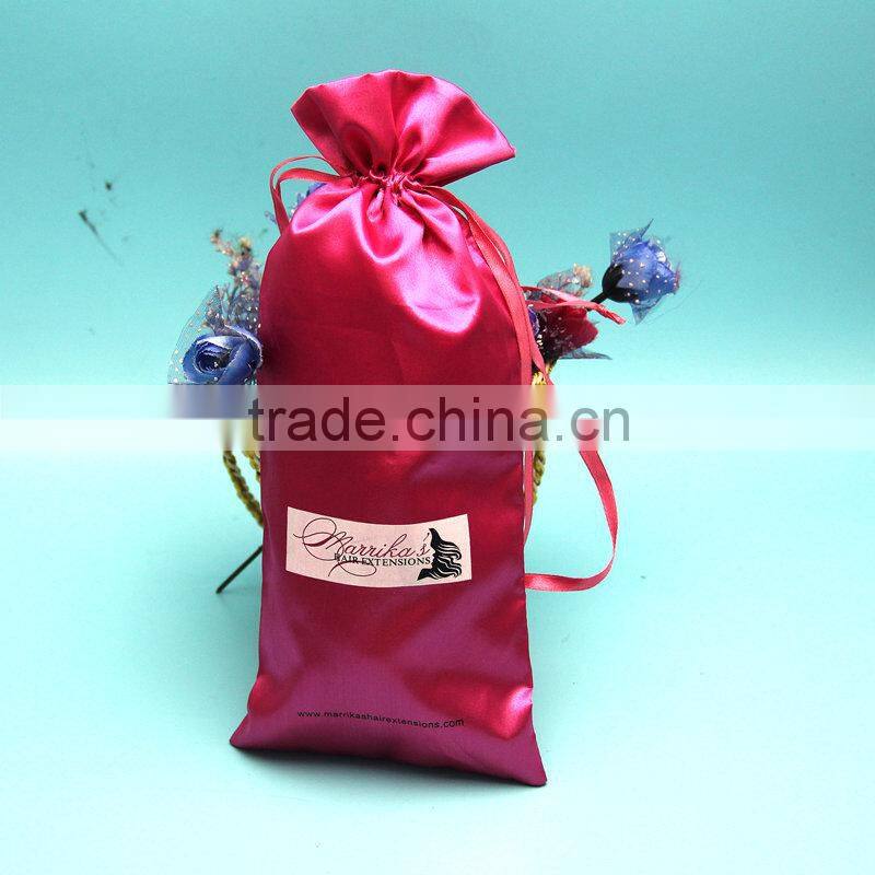 Wholesale newest custom long satin hair extension bag