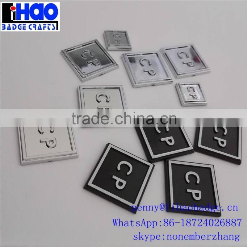 metal stickers ABS adhesive chrome plating black packing box plastic labels