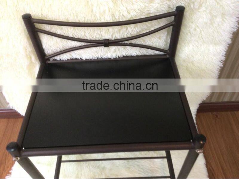 New Black Finish Metal Night Stand Accent Table with 2 Shelves