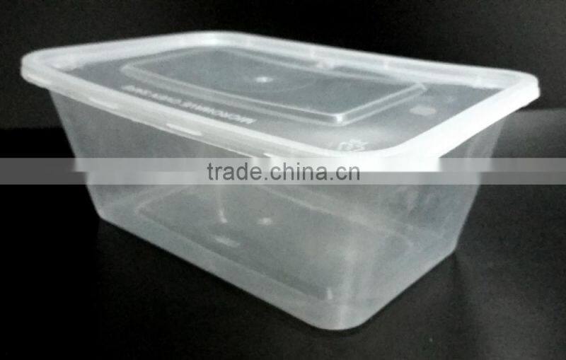 Square food container 750 ml PP food box for wholesale