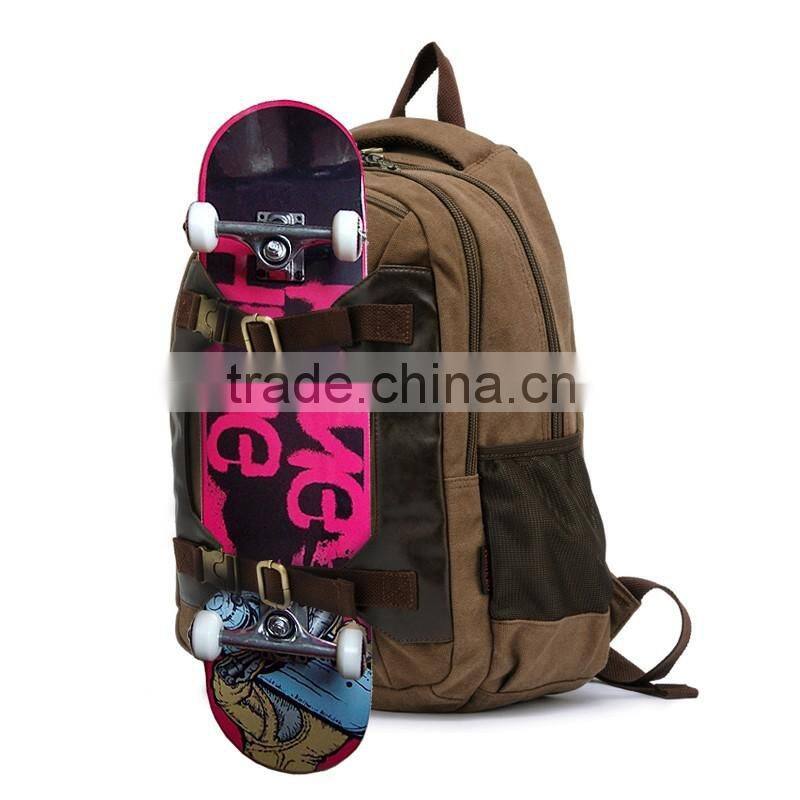 New arrived brown custom canvas backpack laptop bags wholesale for 14inch