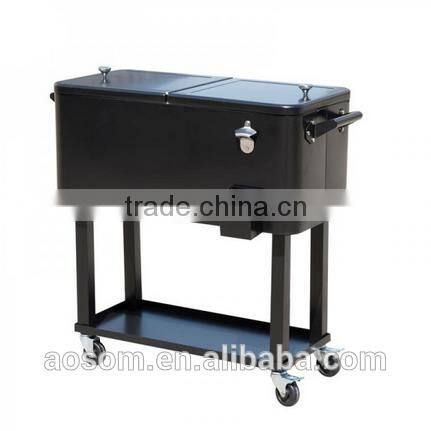 Outsunny 80 QT Rolling Ice Chest Portable Patio Party Drink Beverage Cooler Cart - Black