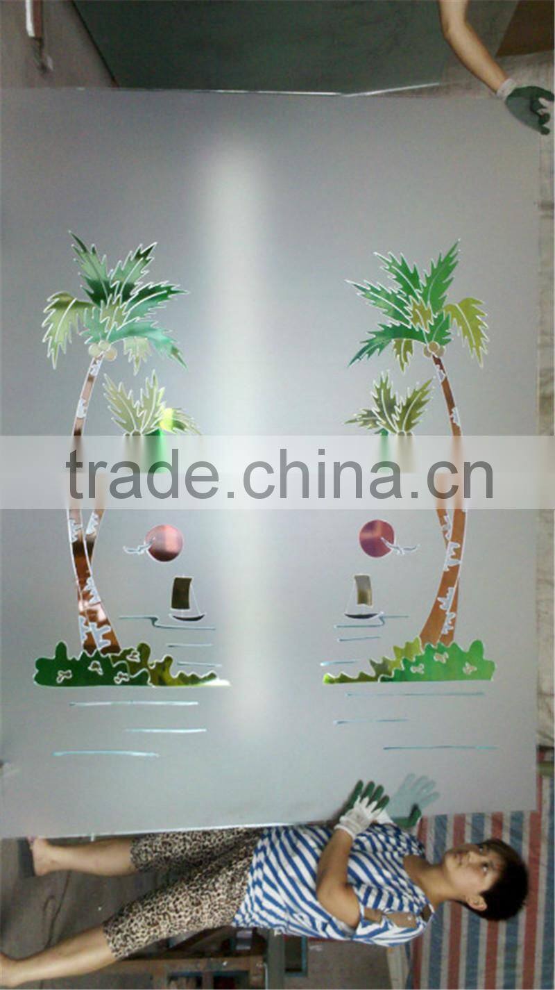 factory frosted pattern art bathroom door glass