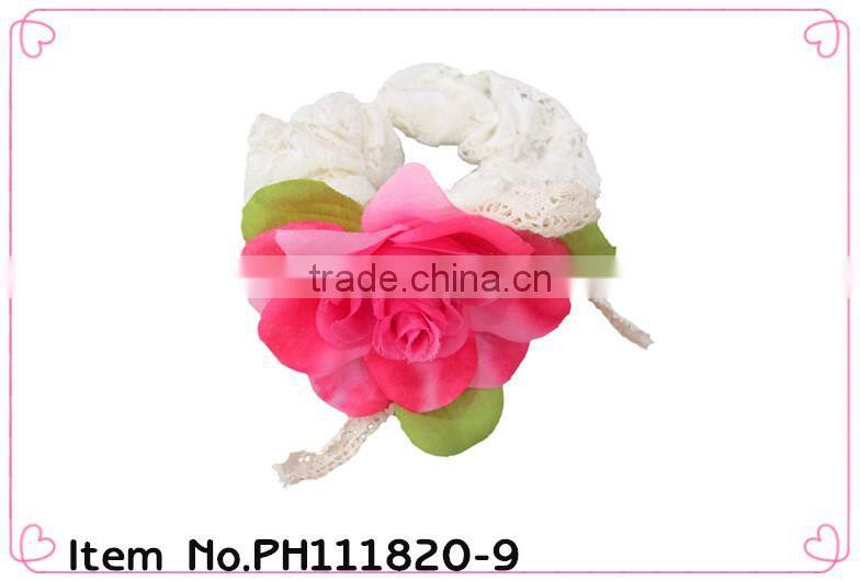 fabric flower hair scrunchie ,hair elastic band