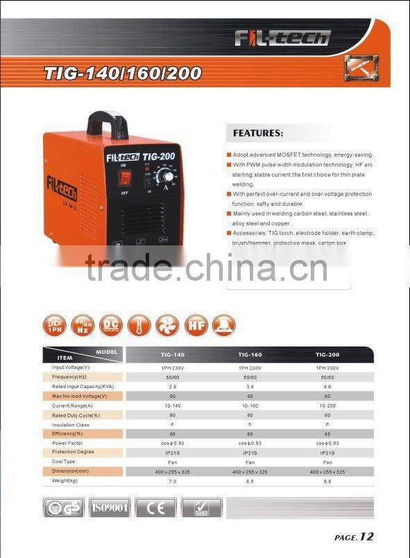 INVERTER TIG WELDER/WELDING MACHINE TIG-140/160/200