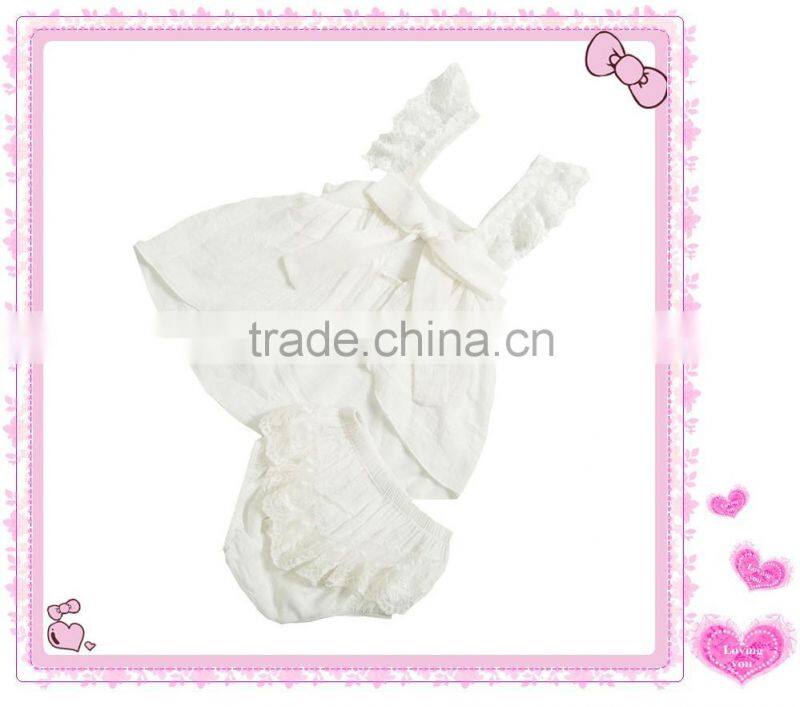 2016 new design Princess baby girls swing top set,children clohting set with lace shoulder straps,kids summer wear swing outfit