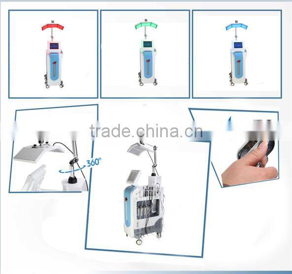 Multi-functional facial rejuvenation machine with skin scrubber, water peel and PDT LED