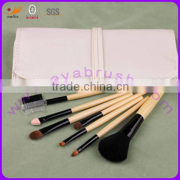 Seven-piece Makeup Brush Set with Aluminum Ferrule and Wooden Handle