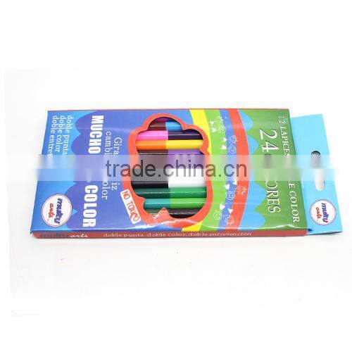 7" double color pencil set wooden double end color pencils