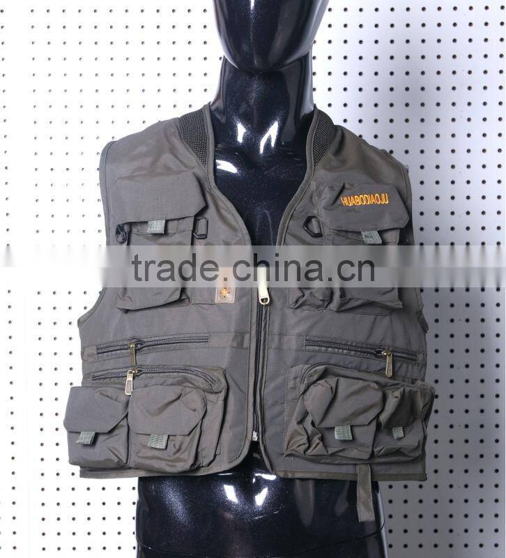 2016 New arrival hot sale product gray canvas simple vest for fishing man