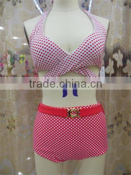 2015 new arrival retro high waisted bikini