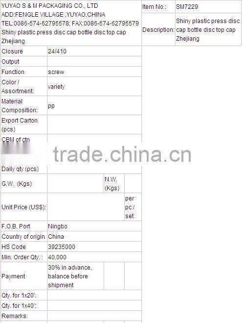 24/410 SM7229 Pharmaceutical Cosmetic Lotion Liquid Bottle Container Closure Press plastic flip top cap