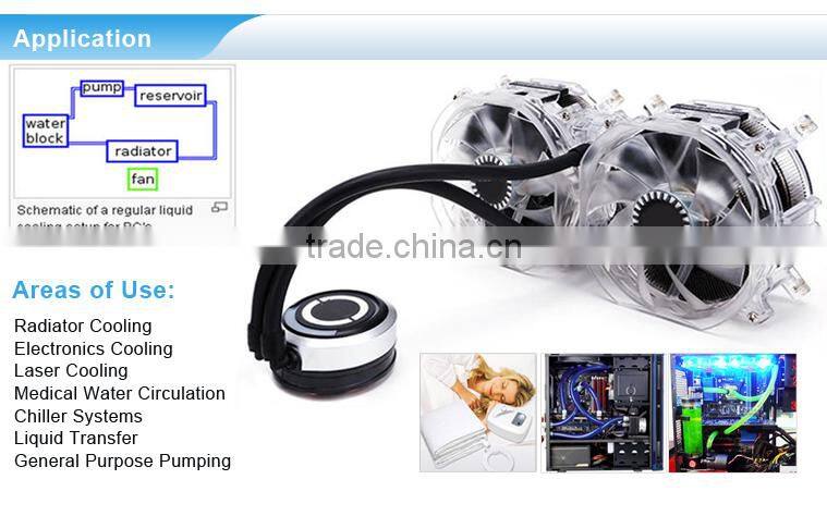 12V Brushless DC Low noise / high performance built-in water pump