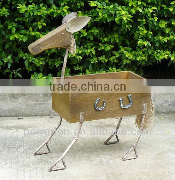 Decorative wood square pot outdoor